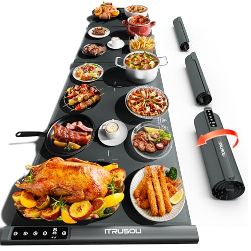 Expandable Food Warming Mat – iTRUSOU 54'x16' Warming Mat for Food with 7 Temp Settings, Switchable℃/℉, 99H Timer, Child Lock, Custom Sizes Food Warmer Chafing Dishes for Buffet Parties