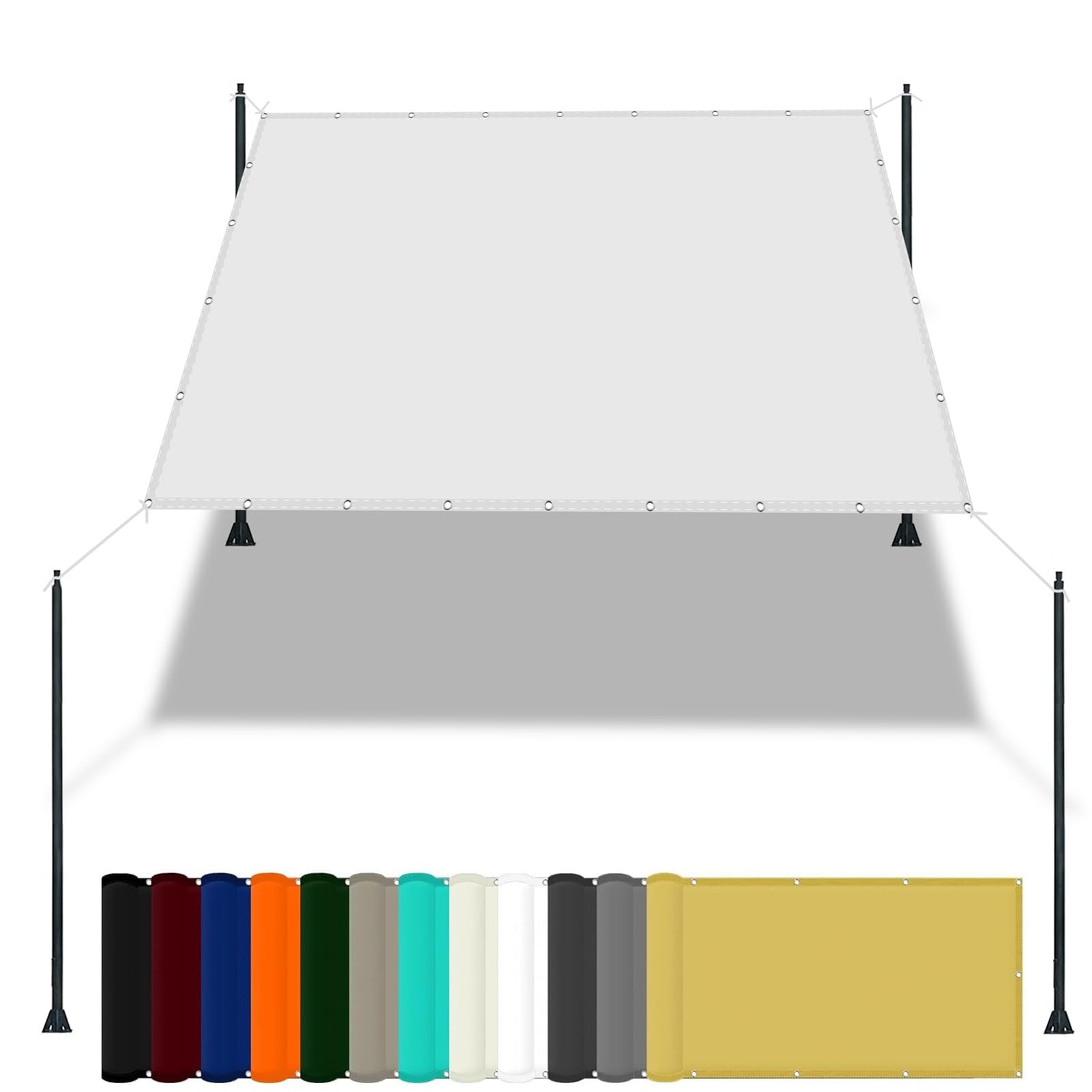 GLDYTVF Waterproof Shade Sail 2.2 x 3 m Sun Shade Cloth 98% Block Free Rope & Fixing Kit Carport Swimming Plants Shade Netting White (7.2 x 9.8ft)