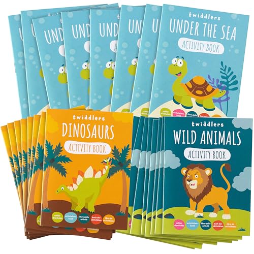 THE TWIDDLERS 24 Libri attività sugli Animali per Bambini – Libri da Colorare su Dinosauri, Safari e Mare con Puzzle per Bambini - età 4-8 Anni