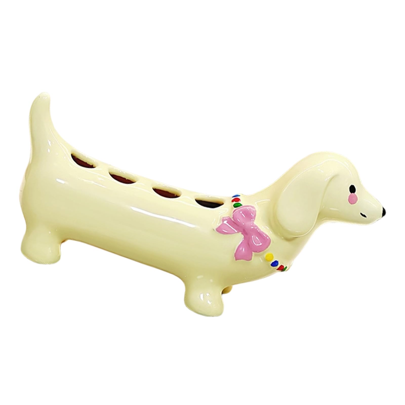 NEWFT Cartoon Dog Toothbrush Stand Ceramic Separated Compartment Toothbrush Holder for Toothpaste Brushes Bathroom Decors Ceramic Holder