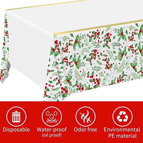 Christmas Party Supplies, Christmas Seasonal Holly Tableware Includes: Paper Dinner Plates, Dessert Plates, Luncheon Napkins and Beverage napkins, Great for Party Decorations (25 SET) – Image 7