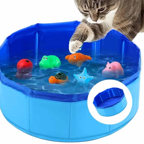 Faltbarer Hundepool, 30×10cm Katzenpool Klein,Blau Katzen Planschbecken,Hunde Planschbecken,Faltbarer Haustierpool für Katze Hund,Hund Schwimmbecken Tragbare,PVC Hundepool Schwimmbad für Baden Spielen