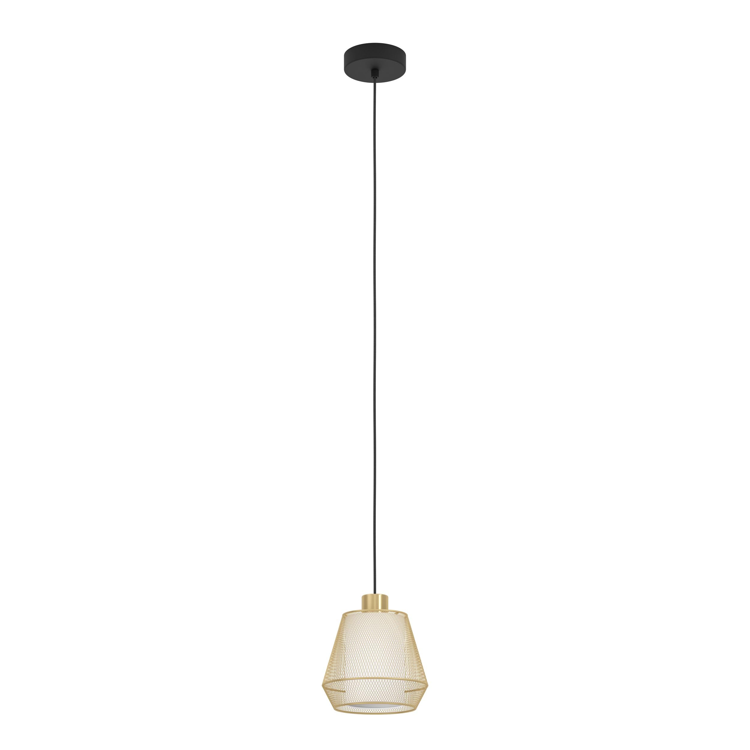 Eglo White Ciudadela Single Drop Pendant In Brushed Brass With Inner F
