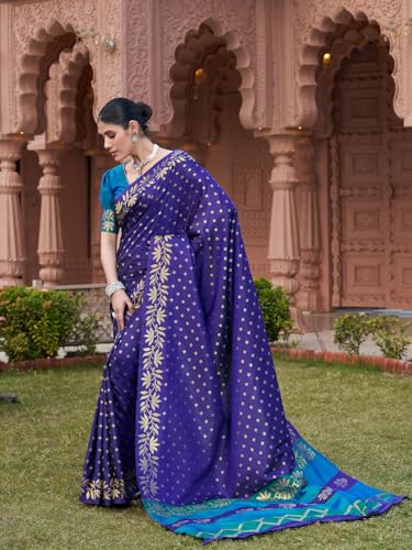 Image of SWORNOF Women's Silk Kanjivaram Kanchipuram Saree With Blouse Piece