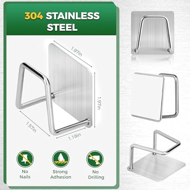 2Pcs Sponge Holder for Kitchen Sink Strong Adhesive Sponge Holder, SUS304 Stainless Steel Sink Sponge Holder, Rustproof and Waterproof Kitchen Sink Caddy Quick Drying Sink Organizer