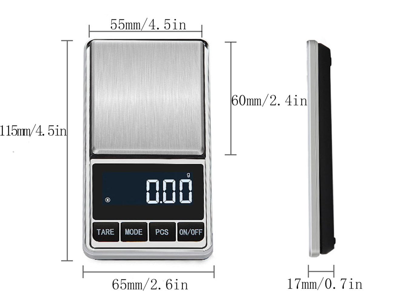 Bilancia digitale di precisione Gram 200g x 0,01g Mini Bilancia tascabile Peso elettronico portatile Bilance gioielli Tara Auto Off Acciaio inox Display retroilluminato bianco