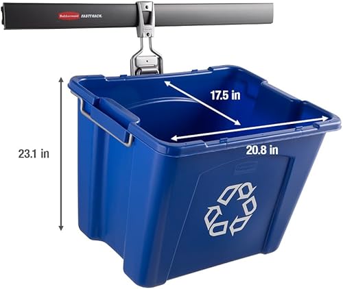 Miniatura 2 de Rubbermaid Garage Fasttrack - Papelera de reciclaje montada en la pared, soporta hasta 50 libras, color azulníquel satinado, para el hogar y el