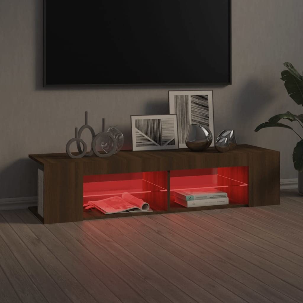 Z oświetleniem LED z drewna brąz dąb 135x39x30 cm