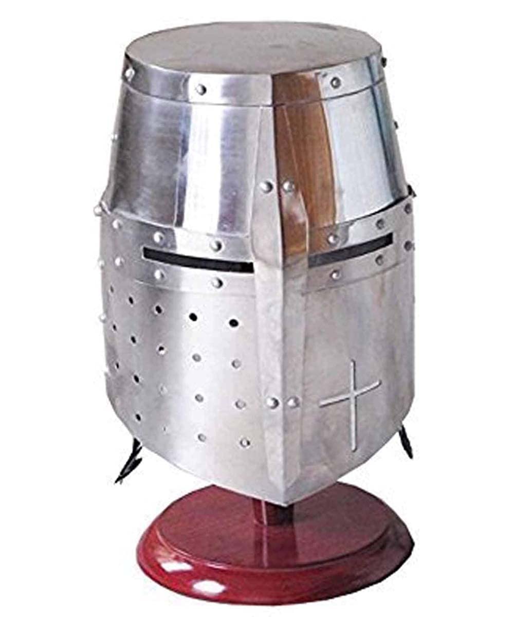 AnNafi® Crusader Armor Helmet - Templar Knight Antique Helmet, 18 Gauge Steel, Free Size