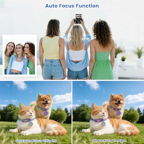 Image of 4K Digital Camera for Photography, 64MP HD WiFi Vlogging Camera for YouTube with 3 inch 180Flip Screen, 18X Digital Zoom,Autofocus Compact Camera with Flash,32GB TF Card & 2 Batteries(Black)