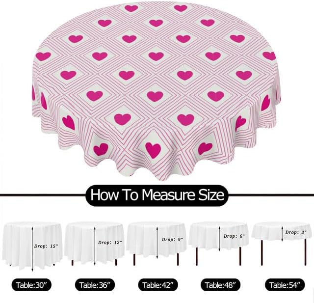 Miniatura 6 de Mantel redondo de líneas geométricas e impresiones de amor, mantel lavable, resistente a las arrugas, para el hogar, cocina, comedor, picnic,