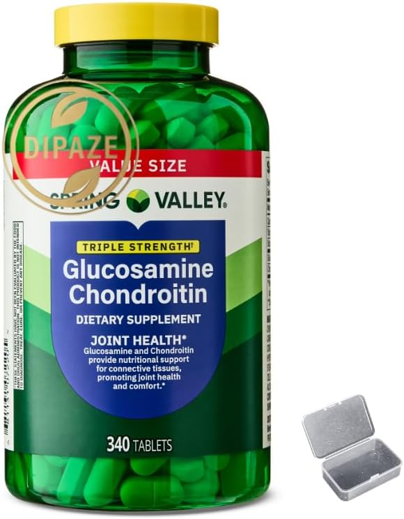 Spring Valley Glucosamine Chondroitin Dietary Supplement Tablets, Triple Strength Formula, 340 Count + Dipaze Gift (Container)