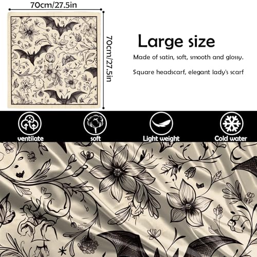 Scarf Silk Feeling Square Satin Head Hair Wrap 27.5 Inches Trendy Aesthetic Cute Decoration for Women Girls2