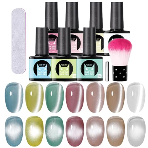 Esmalte De Uñas En Gel Magnético, 7 Colores De Esmalte En Gel Con Pincel, Accesorios Para Aceite De Manicura, para Mujeres Esposa Manicura Fiestas Vacaciones Uso Diario Formal Casual Festivos y