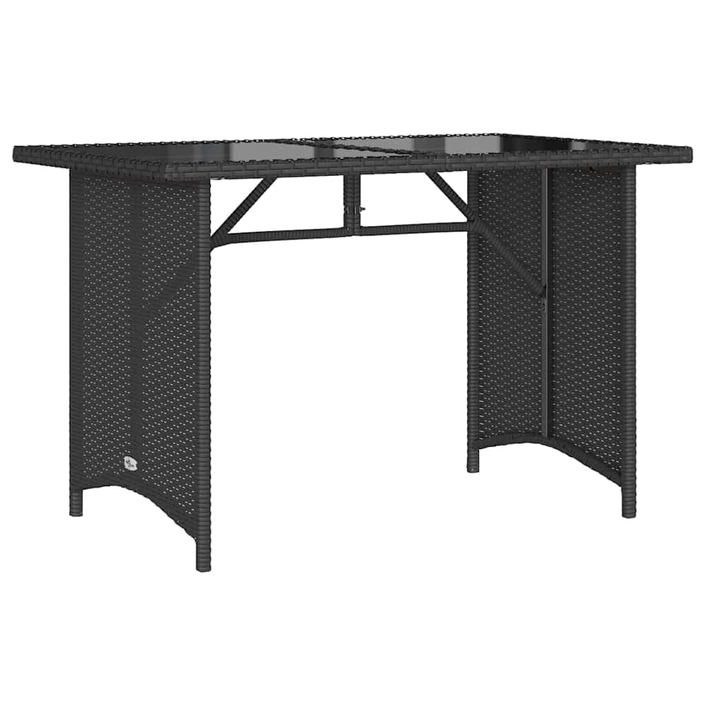 Genérico Mesa de jardín Superficie de Vidrio ratán PE Negro 110x68x70 cm, Mesas de jardín Negro,366350