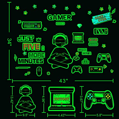 Glow In The Dark Game Wall Decal Video Game Room Decor Gaming Decals For Boys Room Wall Stickers For Kids Bedroom Sticker Home Playroom Decoration #TOP2