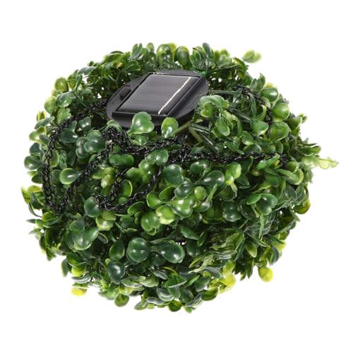 KONTONTY 1pc Lantern Solar Lamps Outdoor Hanging Solar Lights Decorative Light Topiary Plant Faux Boxwood Leaves Topiary Ball Light Solar Hanging Light Faux Plants Chandelier Abs Artificial