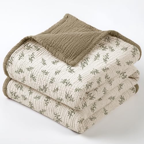 Image of lulumoon Muslin Quilt Blanket, Crib Blanket for Baby and Toddler,47x47 Inches(Olive Tree)