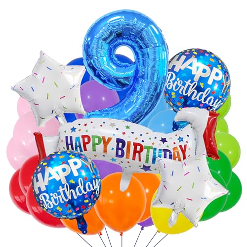 Fournitures de fête d'anniversaire de garçon 9 ans avec kit complet bleu azur