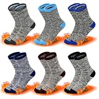 ZERULETS Boys Thick Socks Kids Winter Thermal Socks Hiking Warm Socks 6 Pairs for 7-10 Years