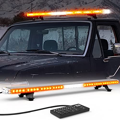 48" Amber Emergency Strobe Bar Lights 3W Led Heavy-Duty Rooftop Security Flashing Hazard Warning Lightbar For Tow Trucks Construction Vehicles Traffic Pilot Cars With Take Down & Alley Lights #TOP18