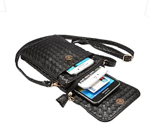 Universal Crossbody Bag Purse Cell Phone Pouch Multipurpose Soft PU Leather Wallet Moblie Phone Carrying Cases Shoulder Bag with Shoulder Strap for Smartphone Under 6.2'' from WaitingU -Black