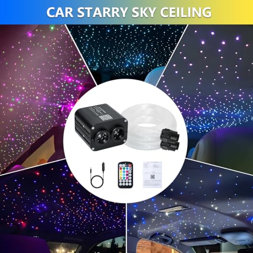 Image of Starlight Headliner Kit,Twinkle + Music Sync Dual Color Fiber Optic Star Ceiling Lights with APP Remote Control, RGBW Star Lights for Car /Home Ceiling Decor, 1200pcs 9.8ft