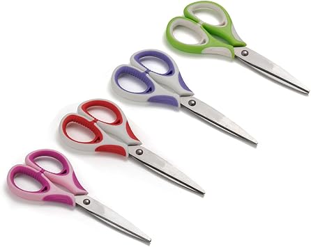 Kids Scissors (32 Count Teacher Pack, Rounded-tip, 5.2 Inch) - 5.2 Soft Touch Rounded School Student Scissors Shears GD-016-P-L (Pack of 32)