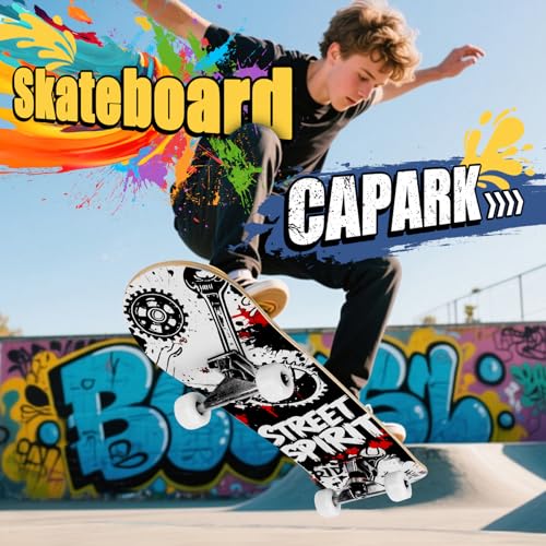Image of Skateboards for Beginners Adults Youths Teens Kids Girls Boys 31 Inch Pro Complete Skate Boards 7 Layer Canadian Maple Double Kick Concave Longboards