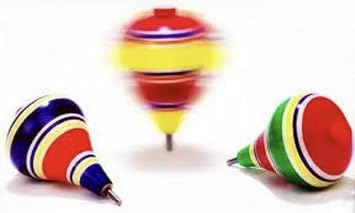 Multi-Color Wood Trompo Mexican Traditional Toy 3 Pack by Border Merchant