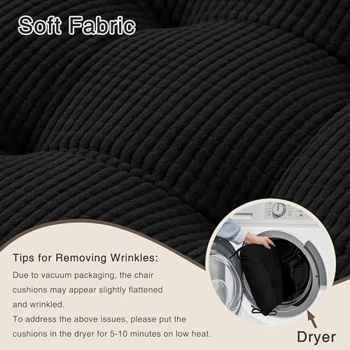 Coussin de chaise antidérapant pour assise dure lot de 6 noir