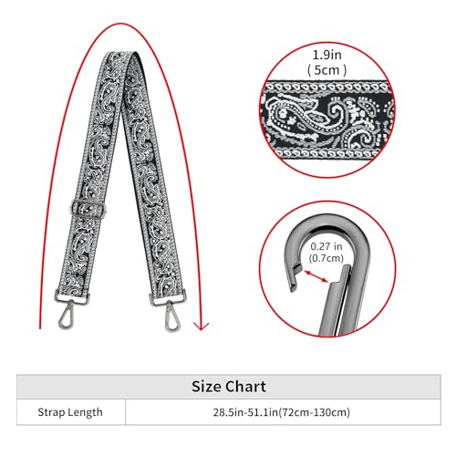 Image of ZOOEASS Nickel Buckles Wide Shoulder Strap Adjustable Replacement Belt Gun Buckles Guitar Style Crossbody Bag Strap