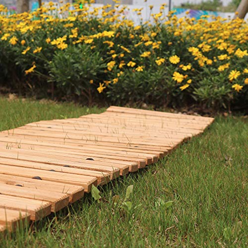 Kawuneeche Garden Hardwood Pathway 8' Weather-Resistant Straight Outdoor Patio Path Roll Out Wooden Curved Pathway Garden Boardwalk Walkways Flooring