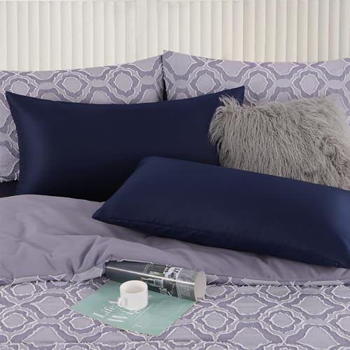 RUIKASI Federe Cuscini Letto 40x70 - Coppia di Federe Cuscini Letto Matrimoniale Microfibra 70 x 40 cm, Chiusura a Busta, Blu