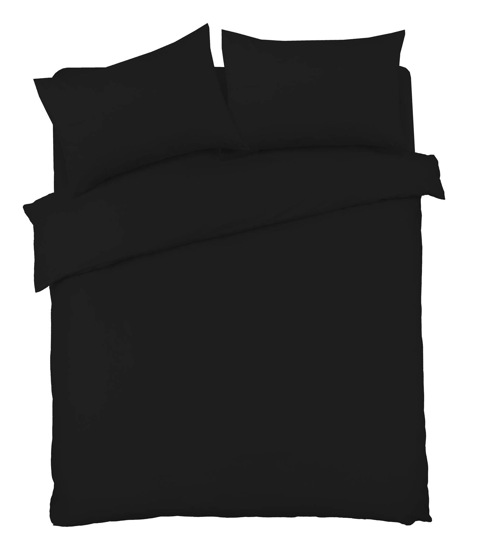 Olivia Rocco Duvet Cover Set Easy Care Plain Dyed Quilt Cover Sets, Double Black