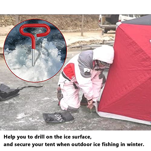 Winter Ice Anchor Drill for Fishing Tent, Frozen Lake Ground Nails Screw Accessories for Securing Ice Shelters, Fishing Rods, Breaking Ice Holes, Set of 4