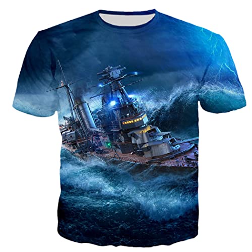 T-shirt Harajuku imprimé 3D streetwear ample col rond original pour homme et femme look casual YJ10