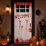 Horror-Banner als Halloween Deko Outdoor, Blutiger Halloween Türvorhang