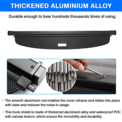 Powerty Cargo Cover For Toyota Rav4 2019-2023 Retractable Rear Trunk Security Cover Shielding Shade Black Carbon Fiber Texture #TOP5