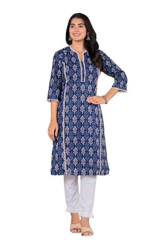 Image of Women's Pure Cotton Floral Printe Straight Single Kurti