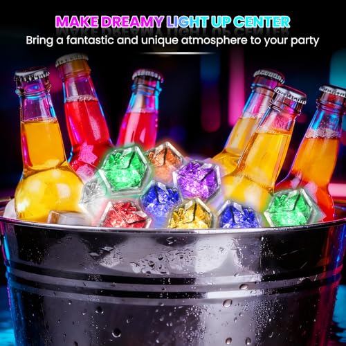 Image of RowinsyDD Light Up Ice Cubes, 32 Pack Multi Color Led Ice Cubes for Drinks
