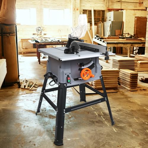 Prostormer Table Saw 10 Inch, 15Apm 5,000 RPM Benchtop Saw with Stand, Fence and Push Stick, Support 90° Cross Cut & 0-45° Bevel Cut - Image 8