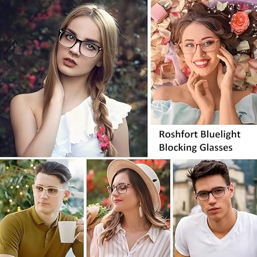 Image of Roshfort Square Zero Power Blue Cut Computer Glasses | Gaming Glasses | Anti Glare, Lightweight & Blocks Harmful Rays | UV Protection Specs | Men & Women | Medium