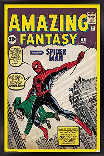 24X36 Marvel Comics Spider-Man - Cover Wall Poster, 36L" x 24W", Black Framed Version
