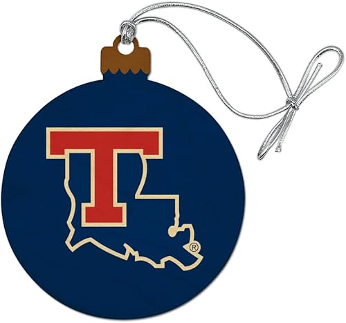 Miniatura 1 de Louisiana Tech University Bulldogs Logo Madera Árbol de Navidad Adorno de vacaciones