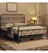 Yaheetech Bedframe, metaal, minimalistisch, met hoofdeinde, logeerbed, met lattenbodem, voor slaapkamer, logeerkamer, 32 cm hoog onder het bed, 90 x 190 cm, wit