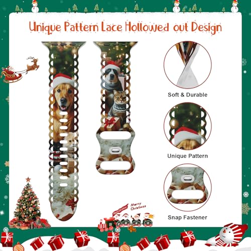 Image of Compatible with Apple Watch Band 41mm 40mm 38mm 49mm 45mm 44mm 42mm Women Girl, Christmas Hollow Soft Silicone Sports Strap For iWatch Ultra SE Series 10 9 8 7 6 5 4 3 2, Dog-42
