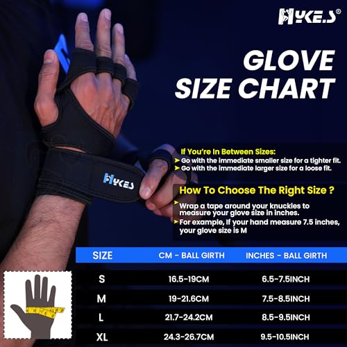 Image of Hykes Gym Gloves - Weight Lifting Hand Grips with Wrist Wrap Support - Workout, Excercise, Fitness, Training, Powerlifting - Men and Women (Large, Neoprene, Black)