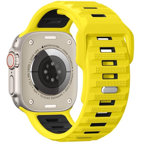 Sport Bands Compatible with Apple Watch Ultra 3/Ultra/Ultra 2 Band, Apple Watch Bands for Men 49mm 46mm 45mm 44mm 42mm, Silicone Loop Wide Waterproof Strap for iWatch Series 11 10 9 8 7 6 5