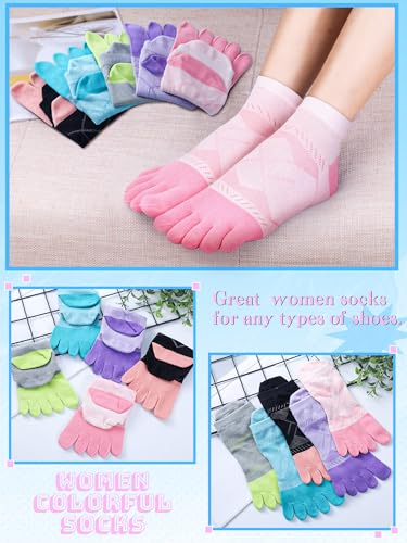 Image of Fourluoo 6 Pairs Women Cotton Athletic Toe Socks